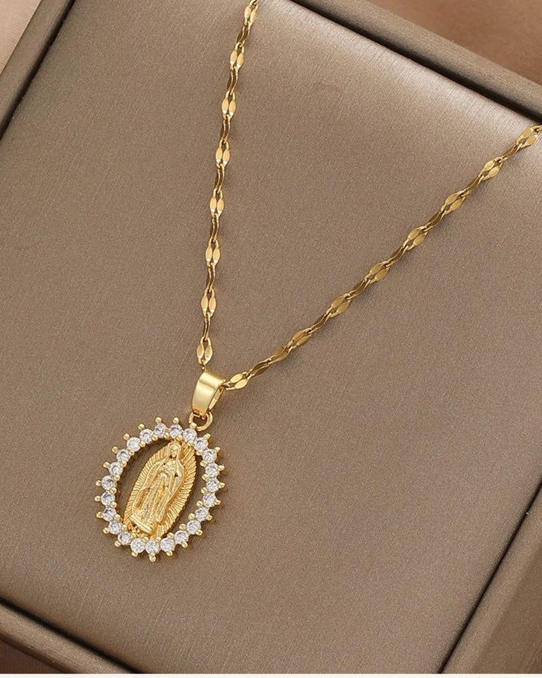 Divine Grace – Virgin Mary Zircon Necklace