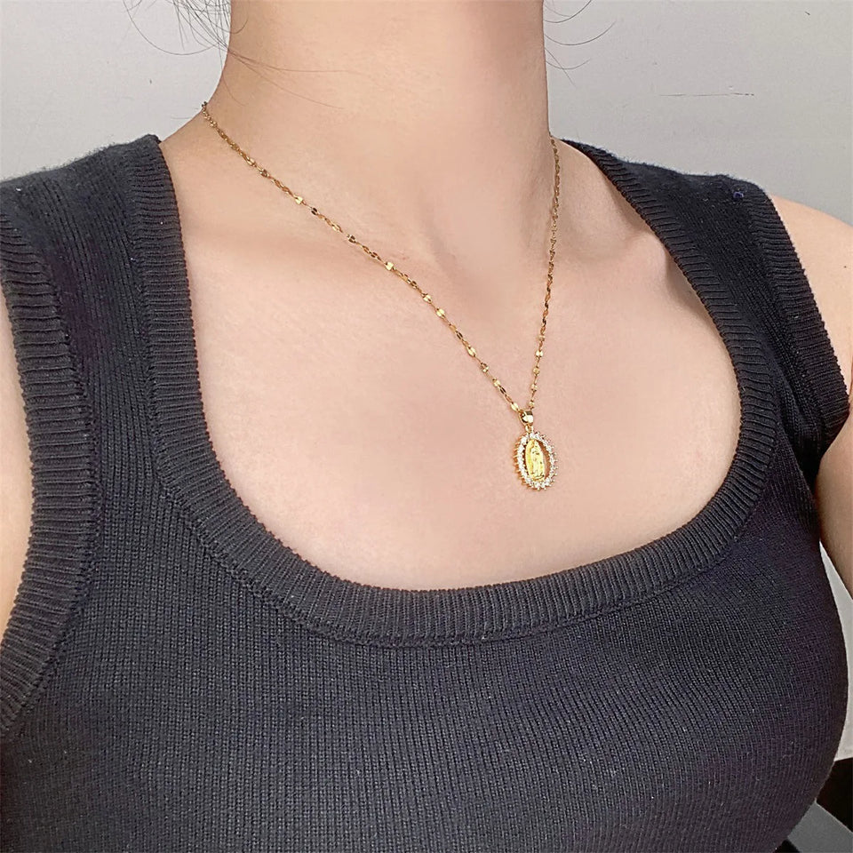 Divine Grace – Virgin Mary Zircon Necklace