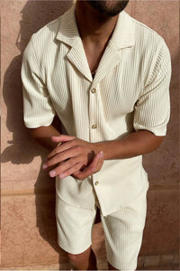 Spring/summer set. Short-sleeved corduroy shirt and shorts