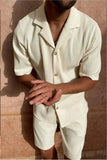 Spring/summer set. Short-sleeved corduroy shirt and shorts