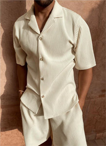 Spring/summer set. Short-sleeved corduroy shirt and shorts