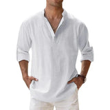 Coastal Drift™ – Men’s Linen Cotton Henley Shirt