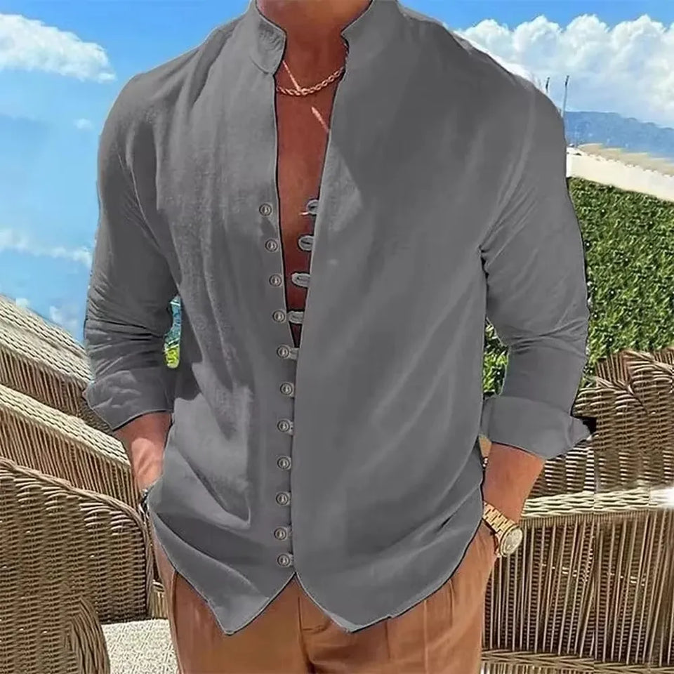 Men's cotton and linen shirt