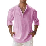 Coastal Drift™ – Men’s Linen Cotton Henley Shirt