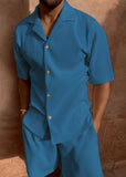 Spring/summer set. Short-sleeved corduroy shirt and shorts