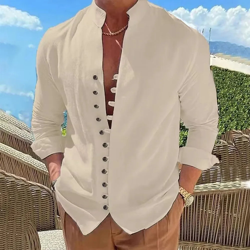 Men's cotton and linen shirt