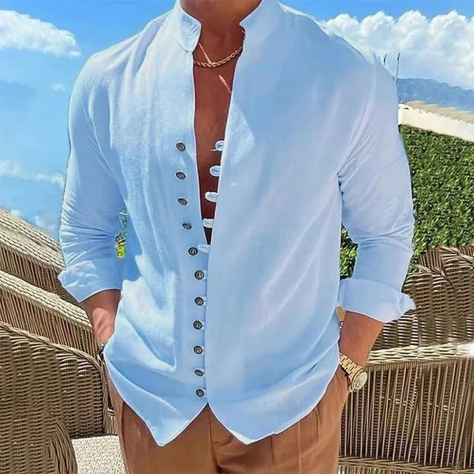 Men's cotton and linen shirt