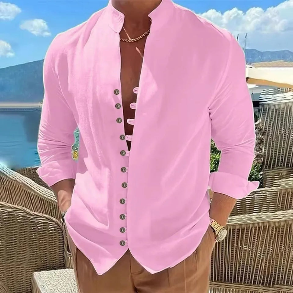 Men's cotton and linen shirt