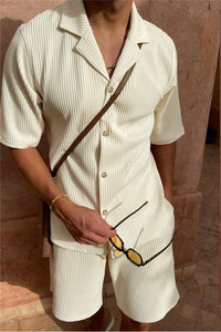 Spring/summer set. Short-sleeved corduroy shirt and shorts
