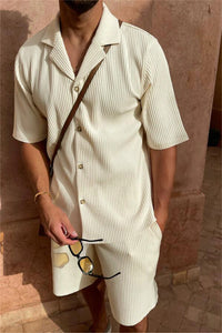 Spring/summer set. Short-sleeved corduroy shirt and shorts