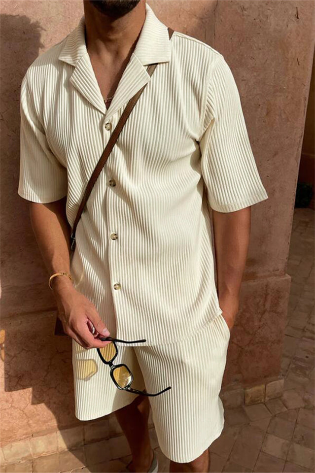 Spring/summer set. Short-sleeved corduroy shirt and shorts