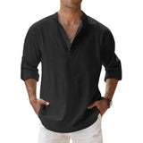 Coastal Drift™ – Men’s Linen Cotton Henley Shirt