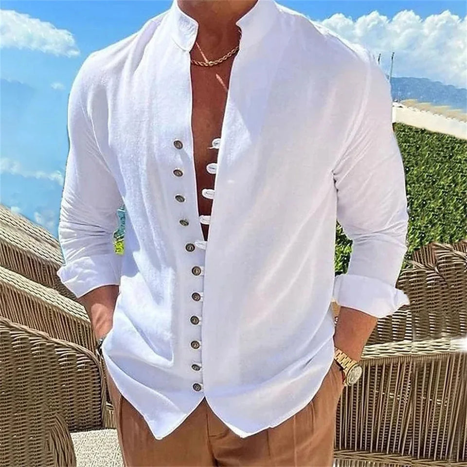 Men's cotton and linen shirt